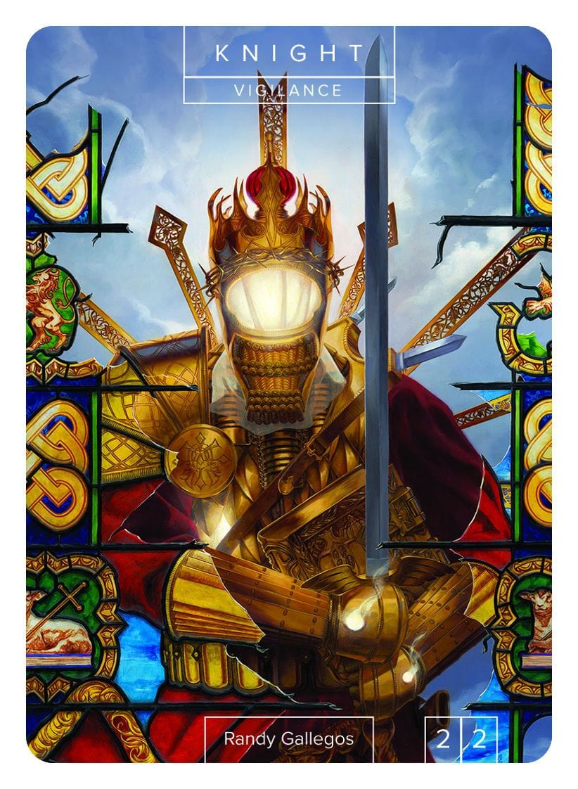 Knight Token (2/2 - Vigilance) by Randy Gallegos - Token - Original Magic Art - Accessories for Magic the Gathering and other card games