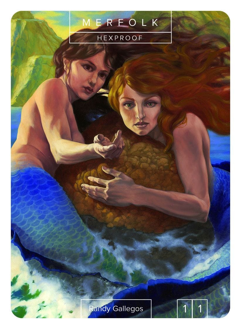 Merfolk Token (1/1 - Hexproof) by Randy Gallegos - Token - Original Magic Art - Accessories for Magic the Gathering and other card games