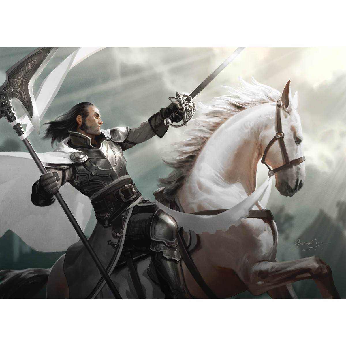 Silverblade Paladin Print - Print - Original Magic Art - Accessories for Magic the Gathering and other card games