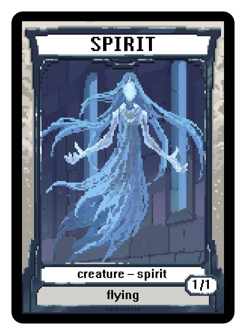 mtg cards that make spirit tokens Spirit Token (1/1 - Flying) by Irina Nordsol